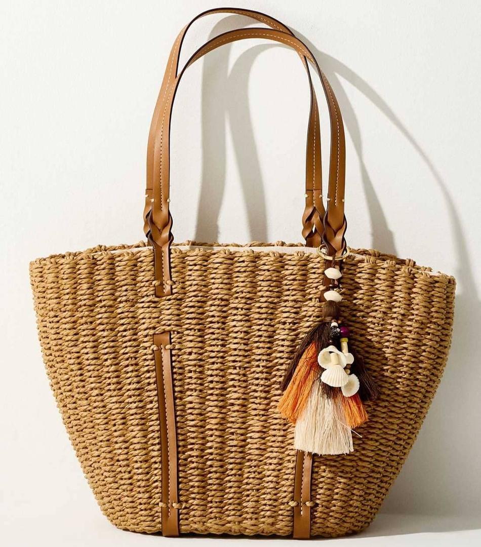 Bolso shopper efecto rafia colgante L de Parfois