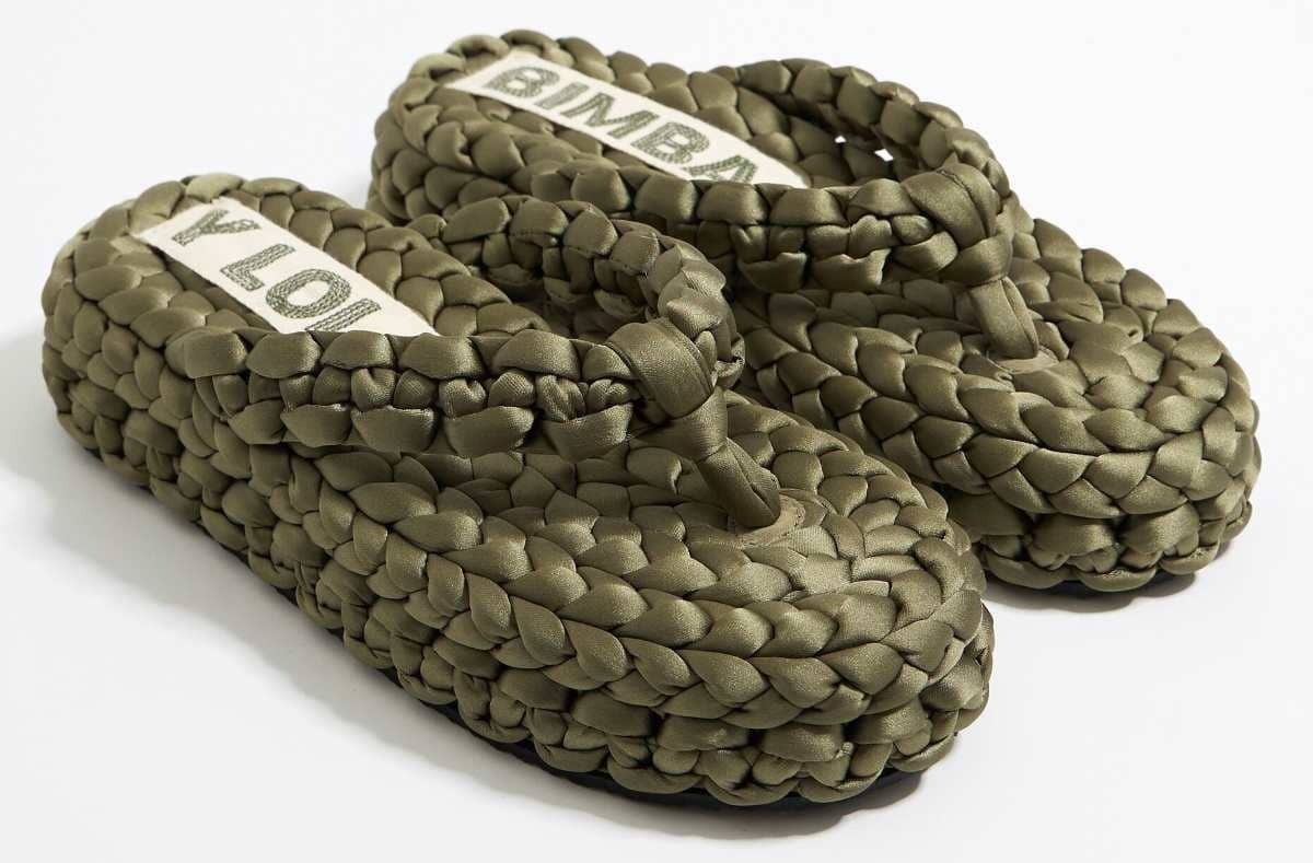 Sandalia plana trenzado verde de Bimba y Lola