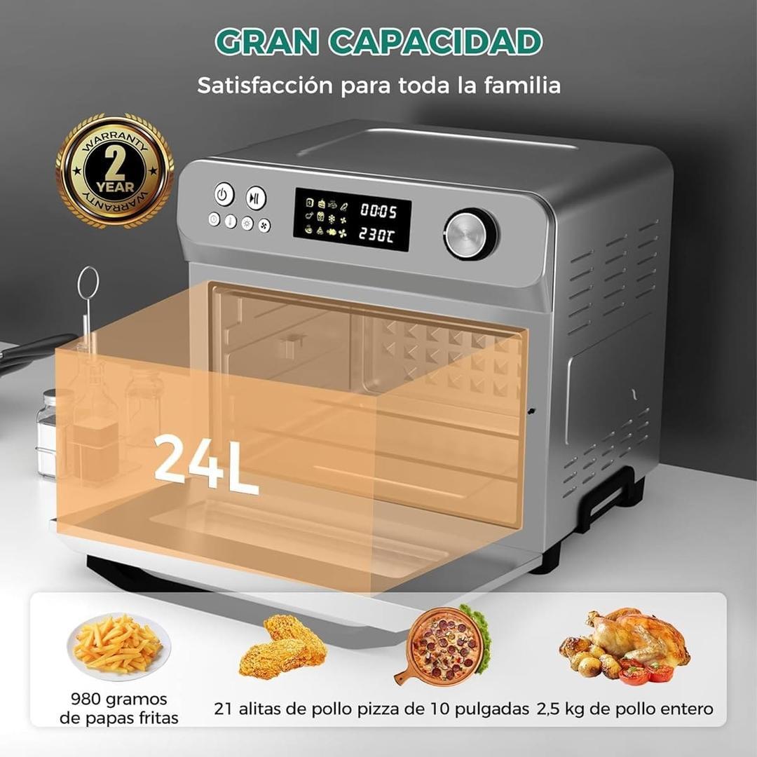 El horno freidora de aire con 1800 W y 24 litros de HYPSapientia en Amazon