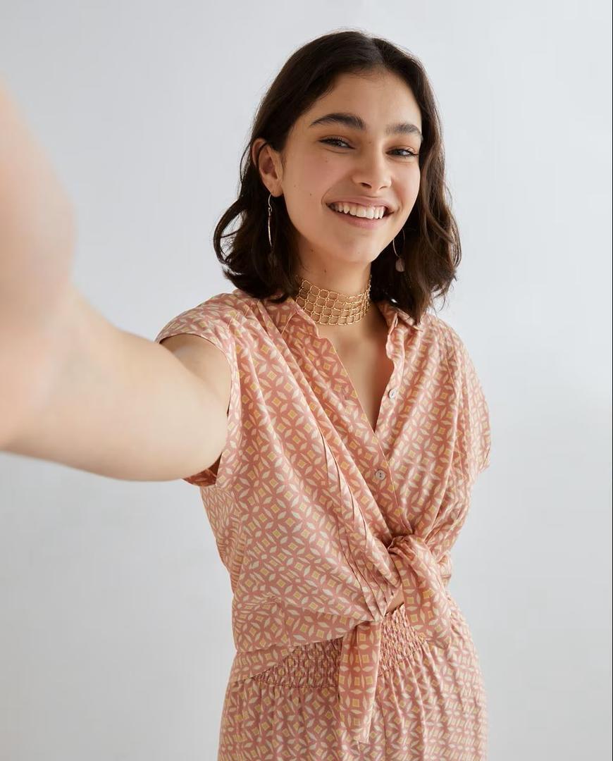 Blusa de mujer con mangas caídas Green Coast