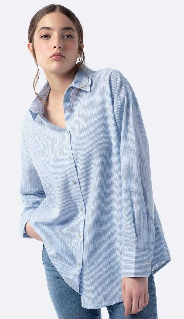 Blusa clásica de lino manga larga de Mujer TEX de Carrefour