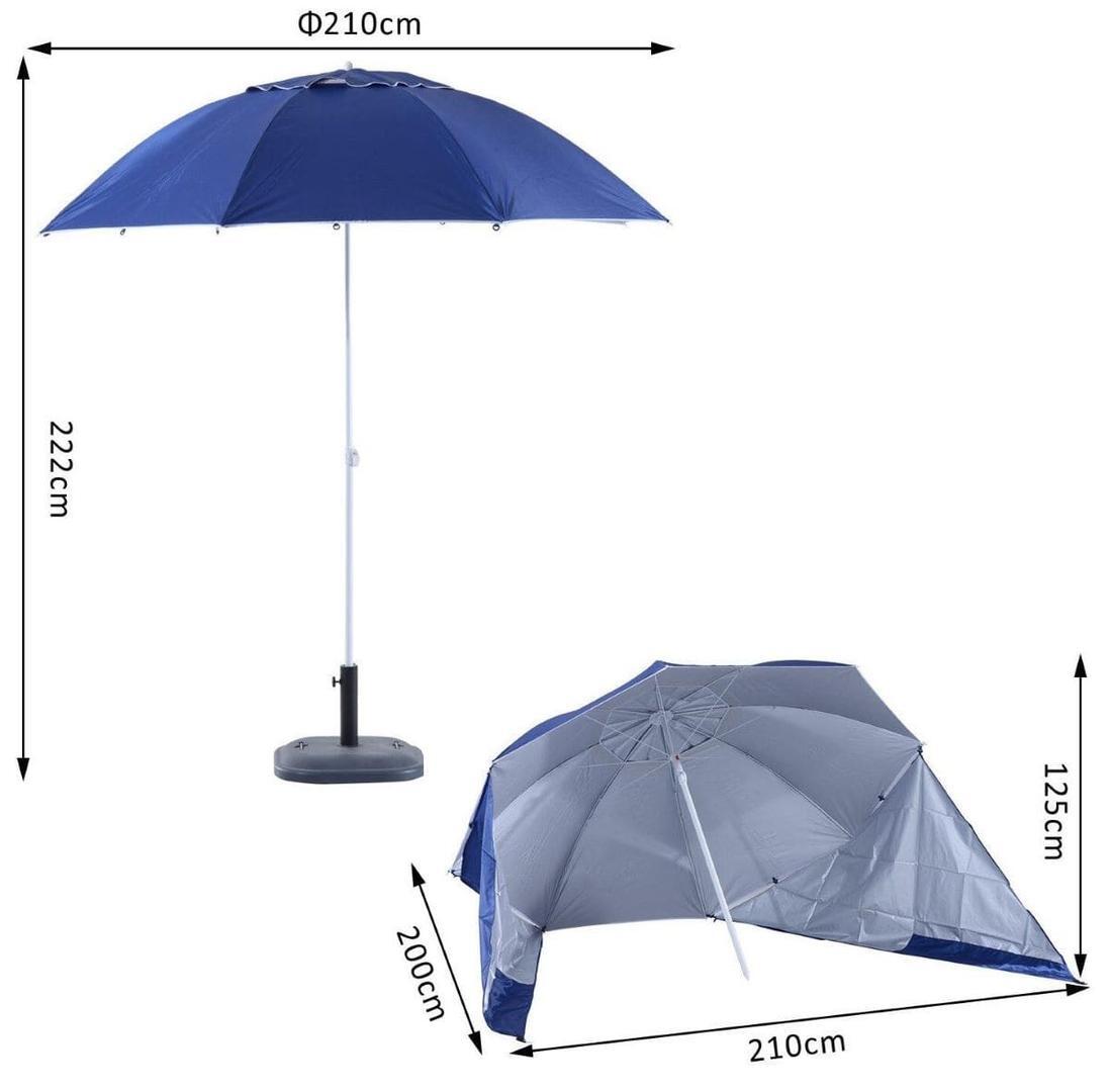 OUTSUNNY Sombrilla Parasol Playa Outsunny 210x210x222 cm Azul Decathlon