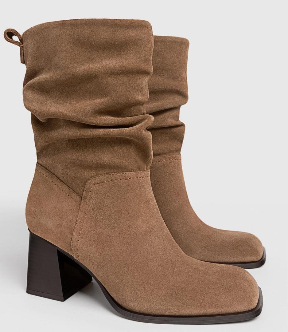 Botines de tacón slouchy piel