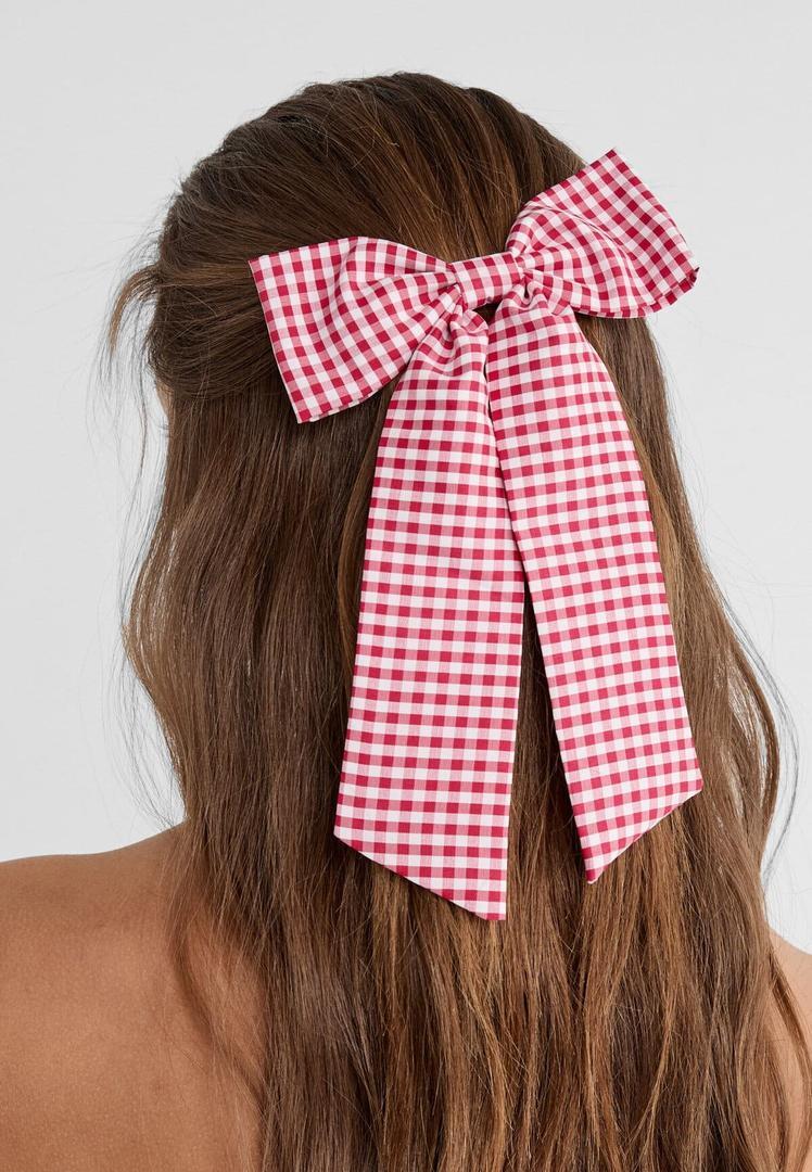 Lazo con estampado de cuadros Vichy