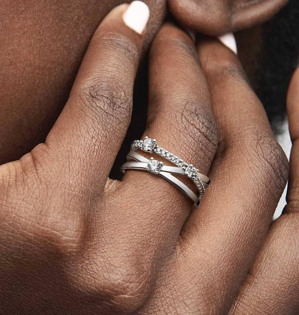 Anillo Triple Alianza Brillante de Pandora