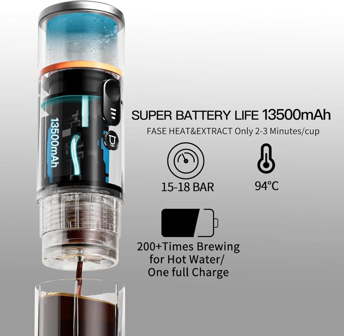 La cafetera de espresso portátil de 12 V de CONQUECO en Amazon