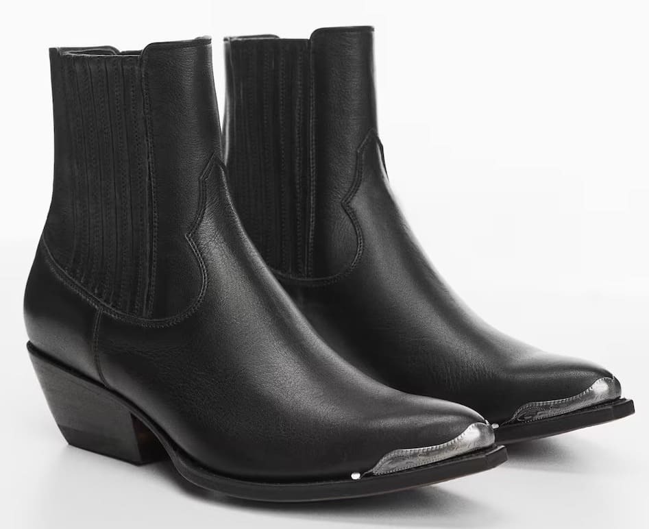 Los botines de piel con punta metálica de Mango
