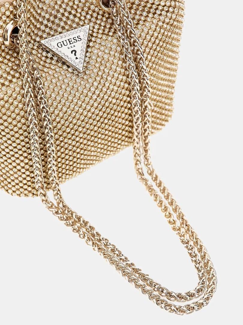 El minibolso cubo sofia strass dorado de Guess