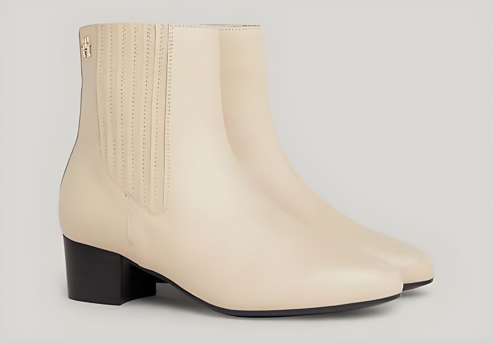 Botines essential de piel con tacón ancho Tommy Hilfiger