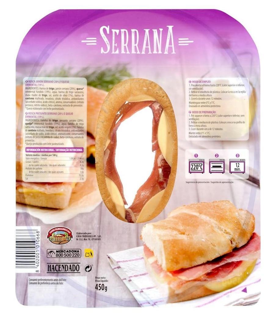 Rosca de jamón serrano y queso emmental