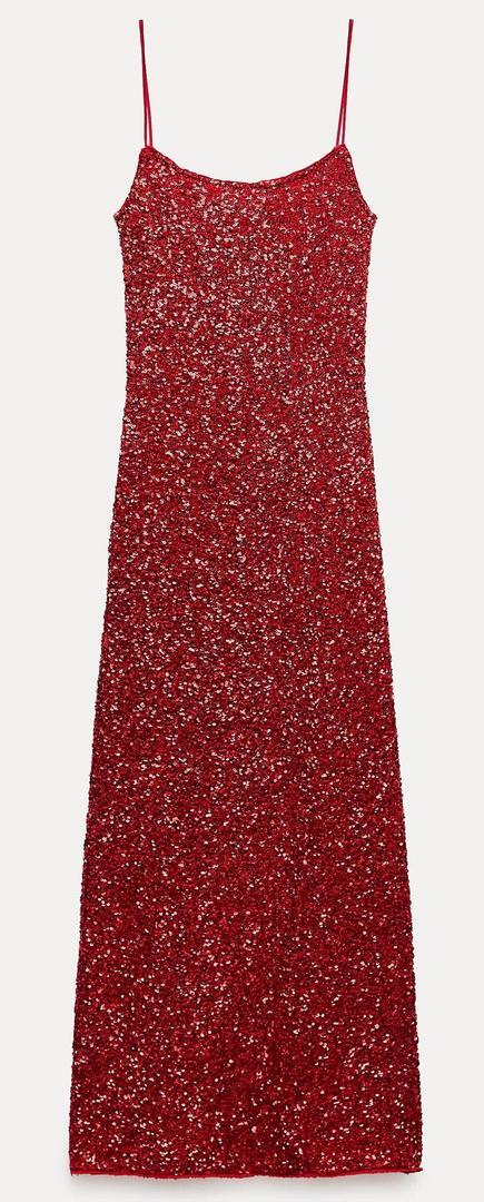El vestido con lentejuelas ZW Collection rojo de Zara