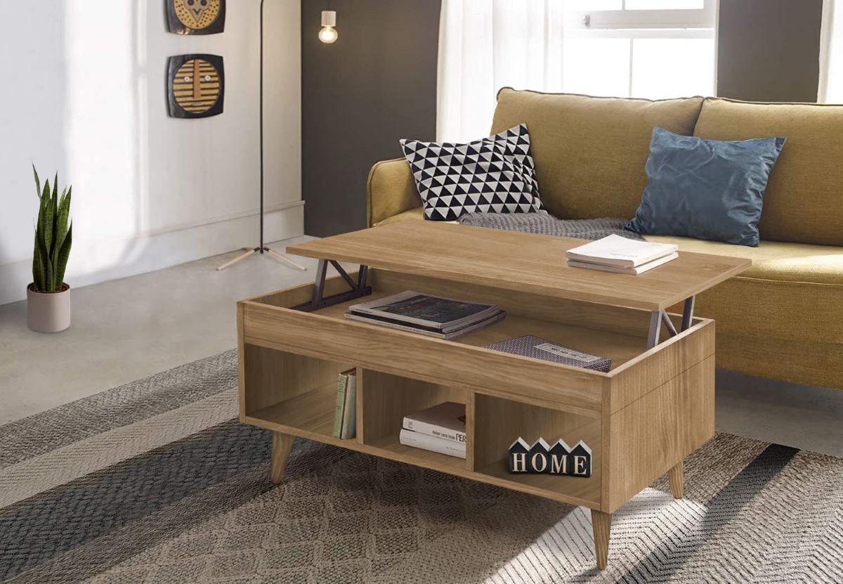 Mesa de centro elevable de madera maciza de pino de Leroy Merlin