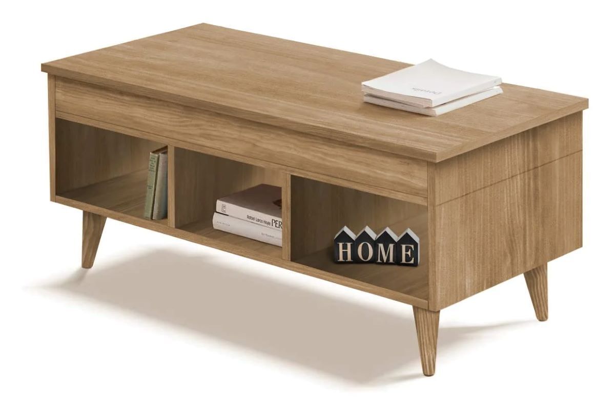 Mesa de centro elevable de madera maciza de pino de Leroy Merlin