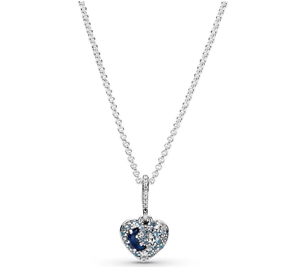 Collar brillante corazón de luna azul y estrellas Pandora de El Corte Inglés