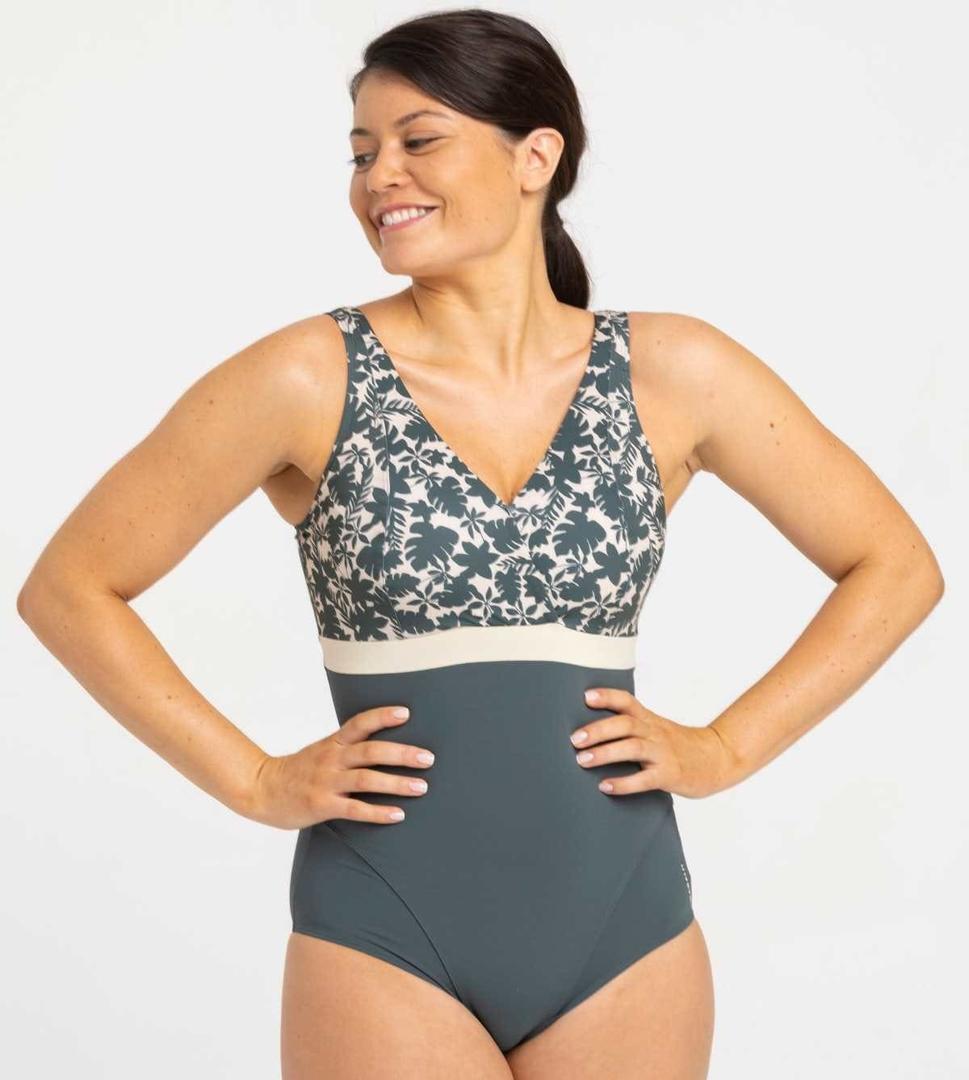 NABAIJI Bañador Mujer moldeador verde grisáceo de Decathlon