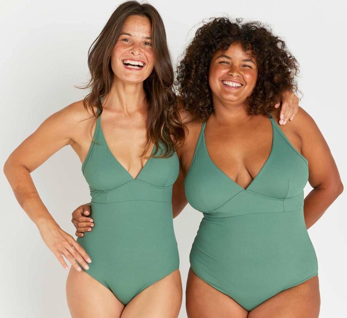 OLAIAN Bañador Bea Mujer Caqui Texturizado de Decathlon