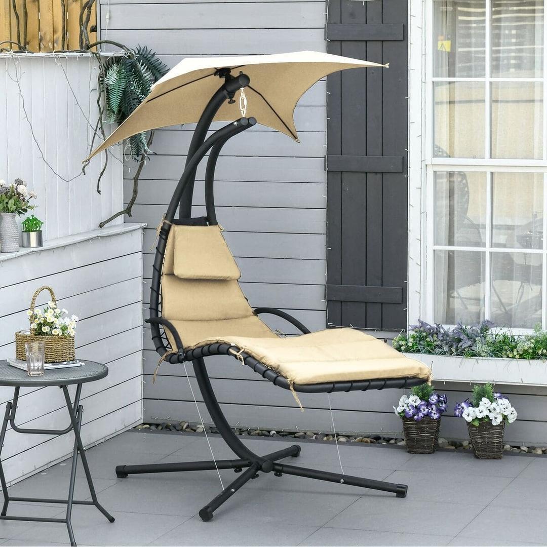 La tumbona colgante de metal y poliéster Outsunny en color beige de Carrefour