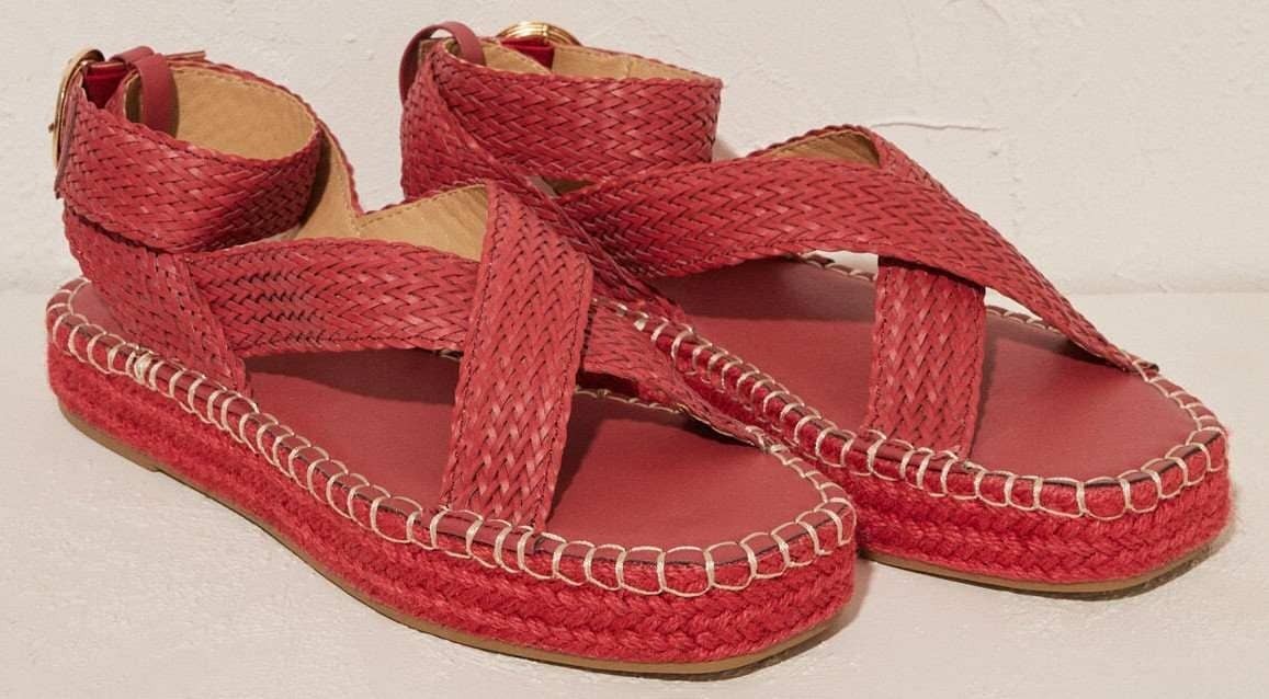 Sandalias esparto rojo plataforma de Women'secret