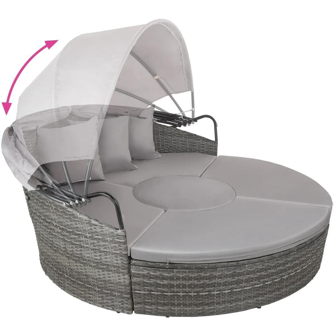 La cama de jardín Tectake isla de ratán Santorini de color gris de Leroy Merlin