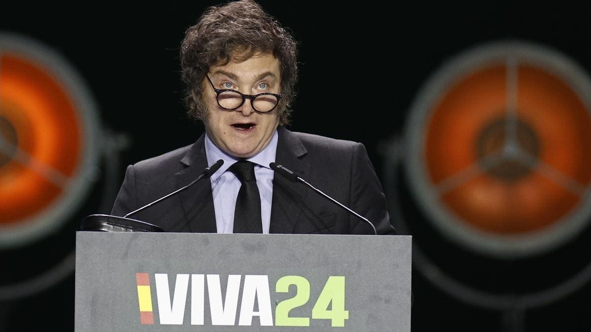 Milei, durante el acto organizado por Vox