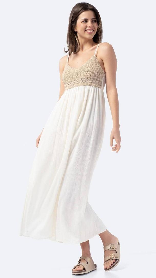 Vestido largo fluido con tirantes de Mujer TEX de Carrefour