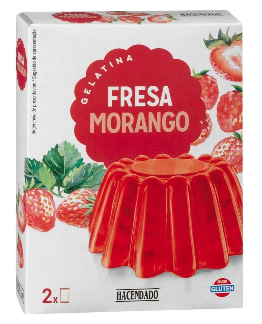 Preparado en polvo gelatina fresa Hacendado