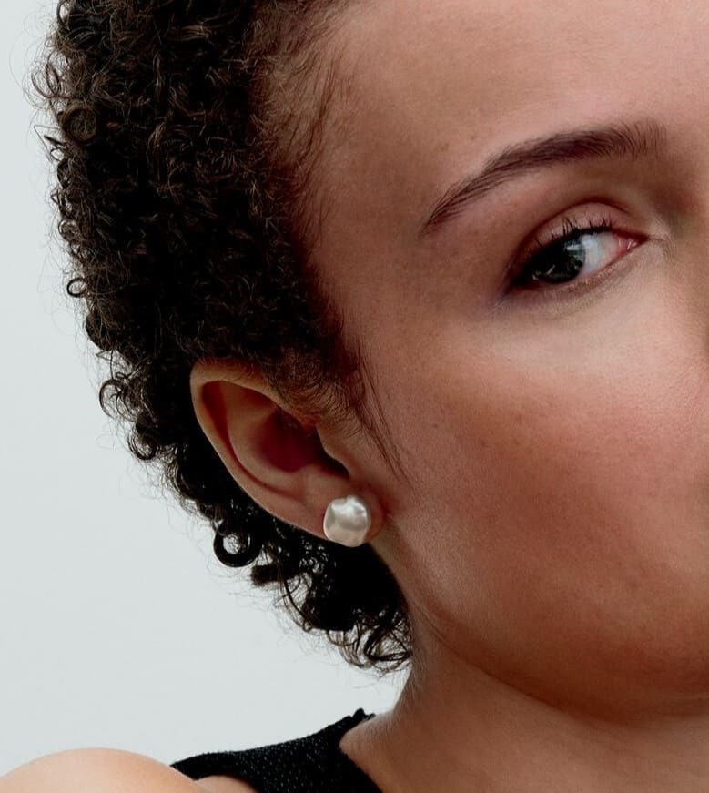 Pendientes de Botón Perla Cultivada de Agua Dulce Tratada Barroca Pandora