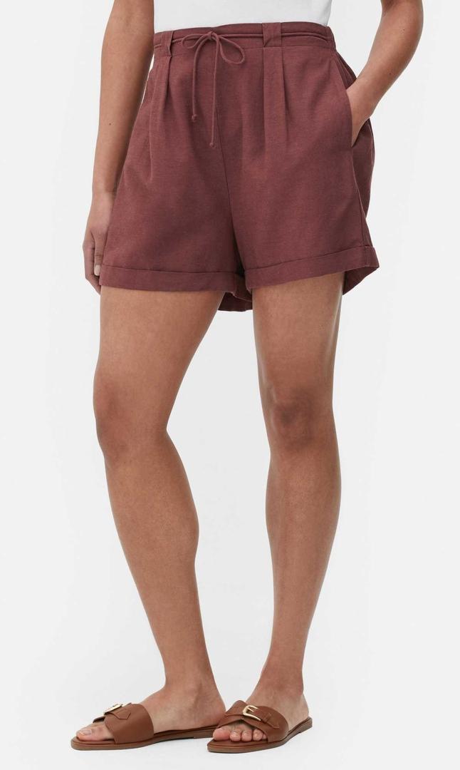 Pantalón corto de mezcla de lino con lazada de Primark