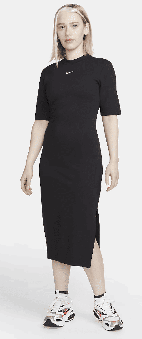 El vestido midi ceñido negro Nike Sportswear Essential
