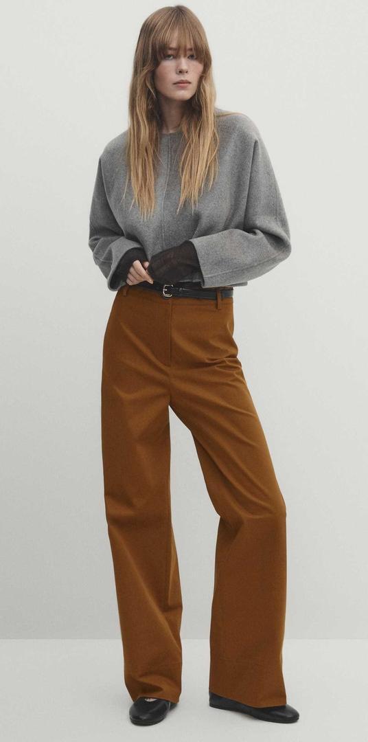 Pantalón mezcla algodón full length recto de Massimo Dutti