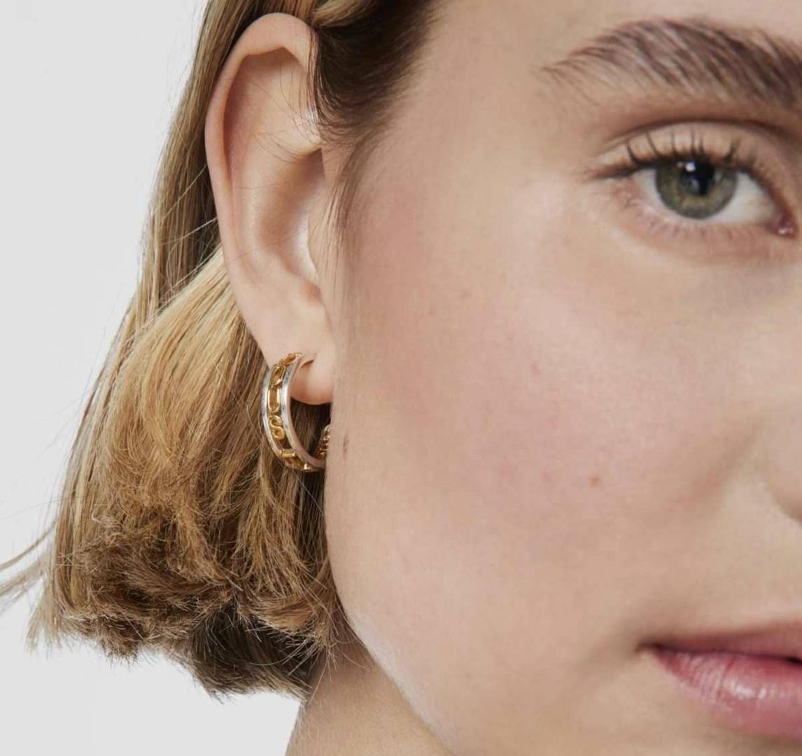 Pendientes aro bicolor Logo de TOUS