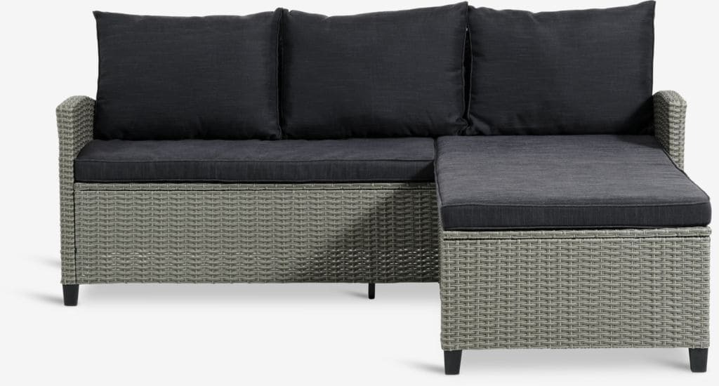El sofá de exterior con chaise longue ONDRUP con 3 plazas gris de Jysk