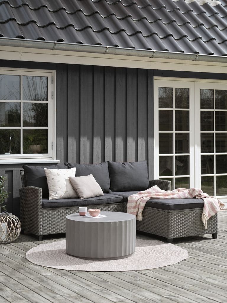 El sofá de exterior con chaise longue ONDRUP con 3 plazas gris de Jysk