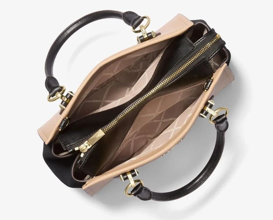 El nuevo bolso satchel Marilyn mediano de piel saffiano en dos tonos de Michael Kors