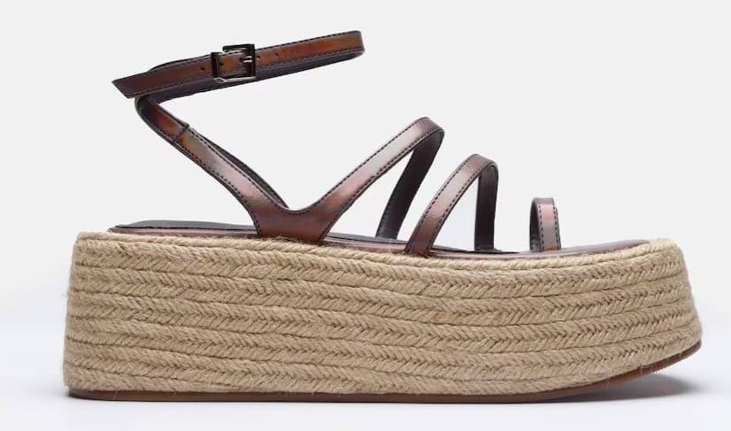 Sandalias de plataforma esparto con cierre de hebilla Mim