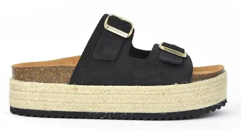 Sandalias planas de serraje con plataforma de esparto Coronel Tapiocca