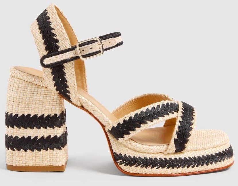 Sandalias Vega en algodón bordado sobre rafia Castañer