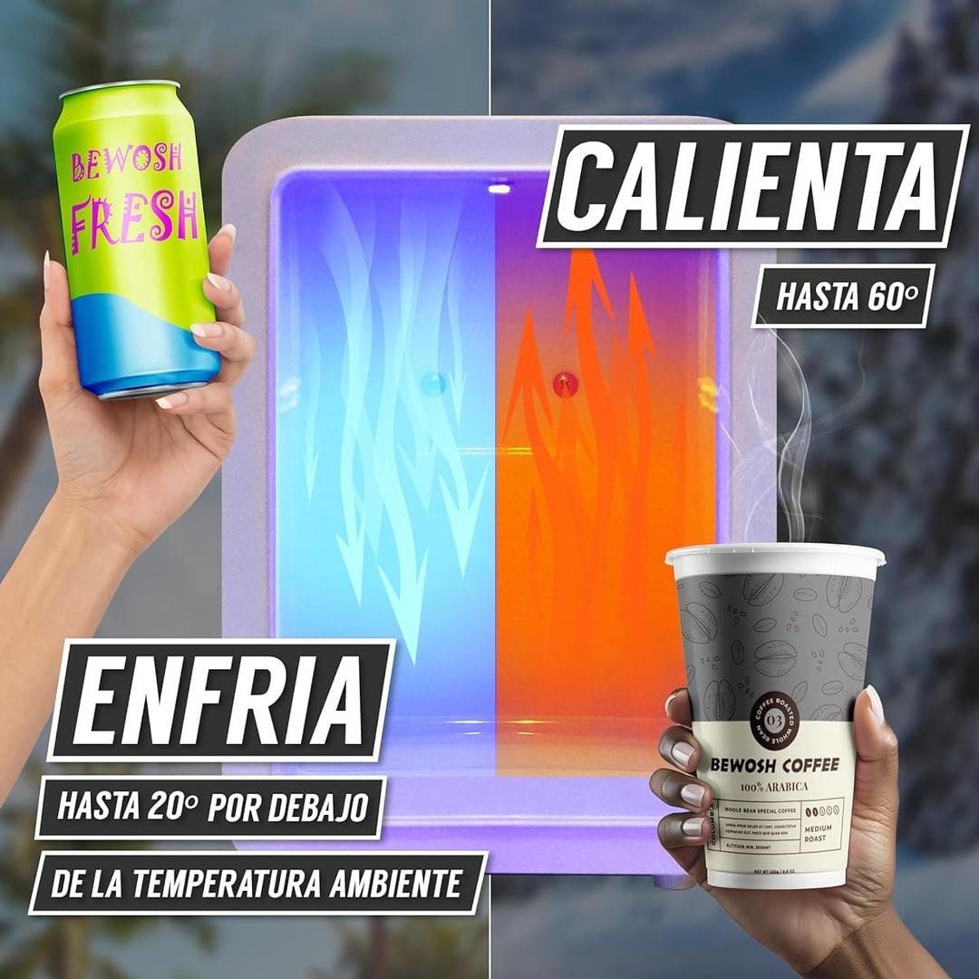 La nueva mini nevera portátil eléctrica con luz azul y 4 litros BEWOSH en Amazon