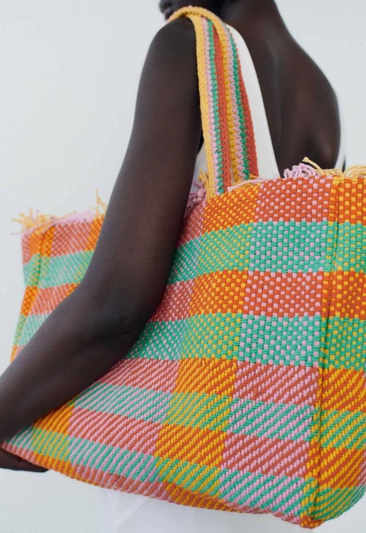 Bolso shopper rayas de Zara