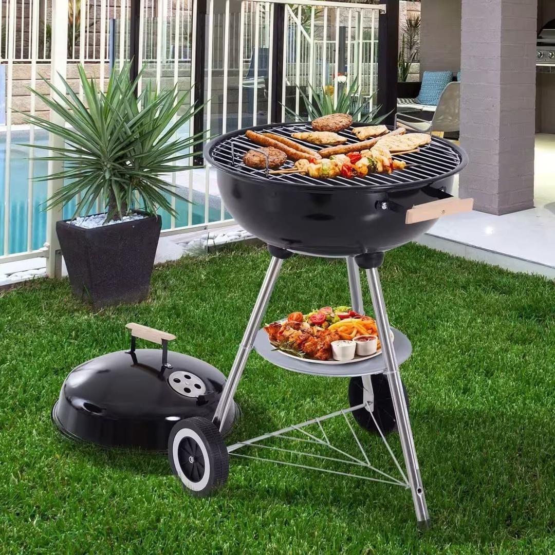 La barbacoa de carbón vegetal Outsunny negro y plata en Decathlon