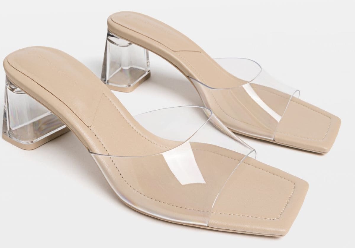 Sandalias de tacón con pala de vinilo