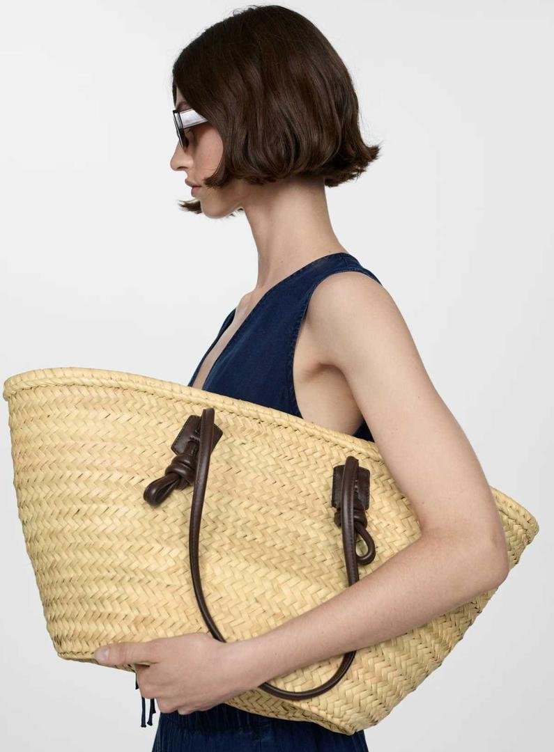 Bolso capazo fibra natural de Mango