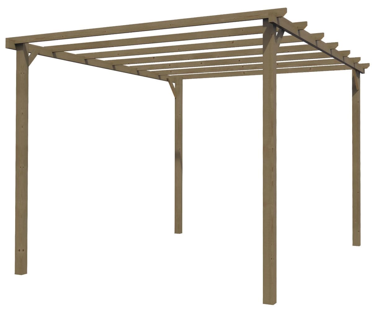 Pérgola de madera Tanger marrón 300 x 400 cm