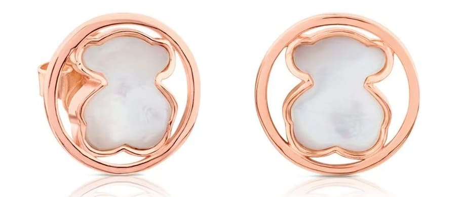 Los pendientes con baño de oro rosa 18 kt sobre plata y nácar Camille de Tous