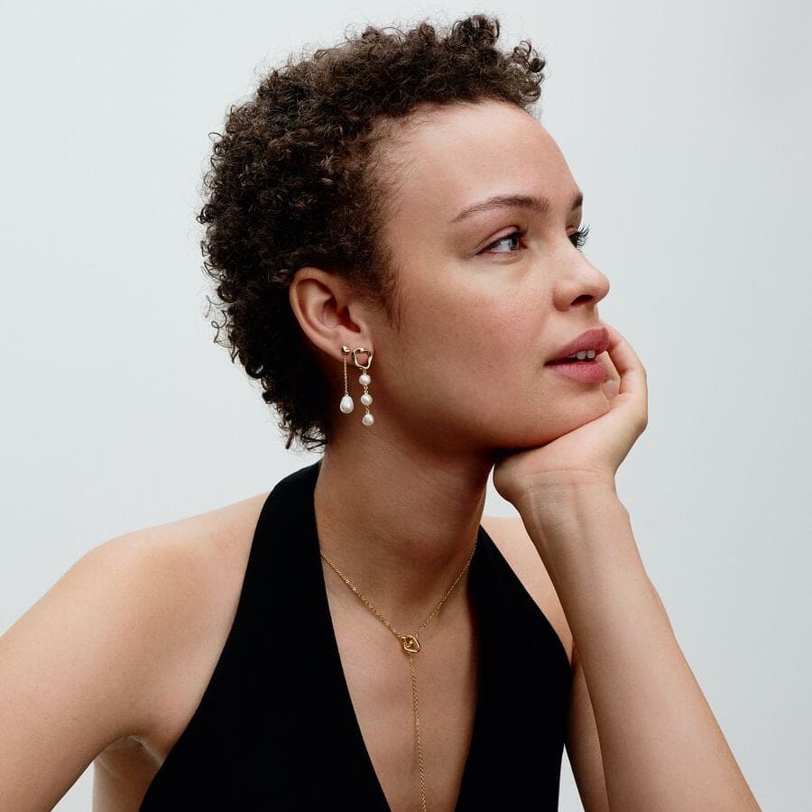 Los nuevos pendientes colgantes Círculo Forma Orgánica y Perlas Cultivadas de Agua Dulce Barroca de Pandora