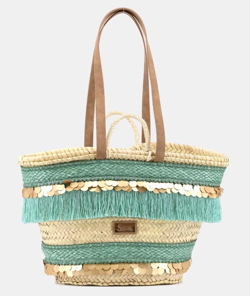 Capazo mediano Simó Sastre en jade MALIBU con cremallera