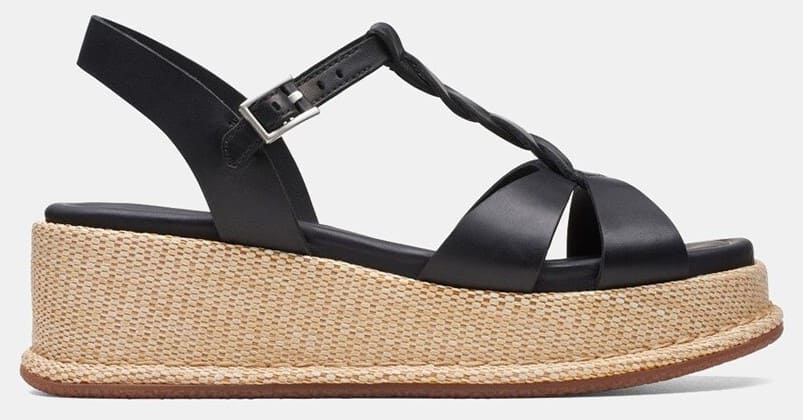 Clark sandalias de cuña Kimmei Twist de mujer con piel tiras 