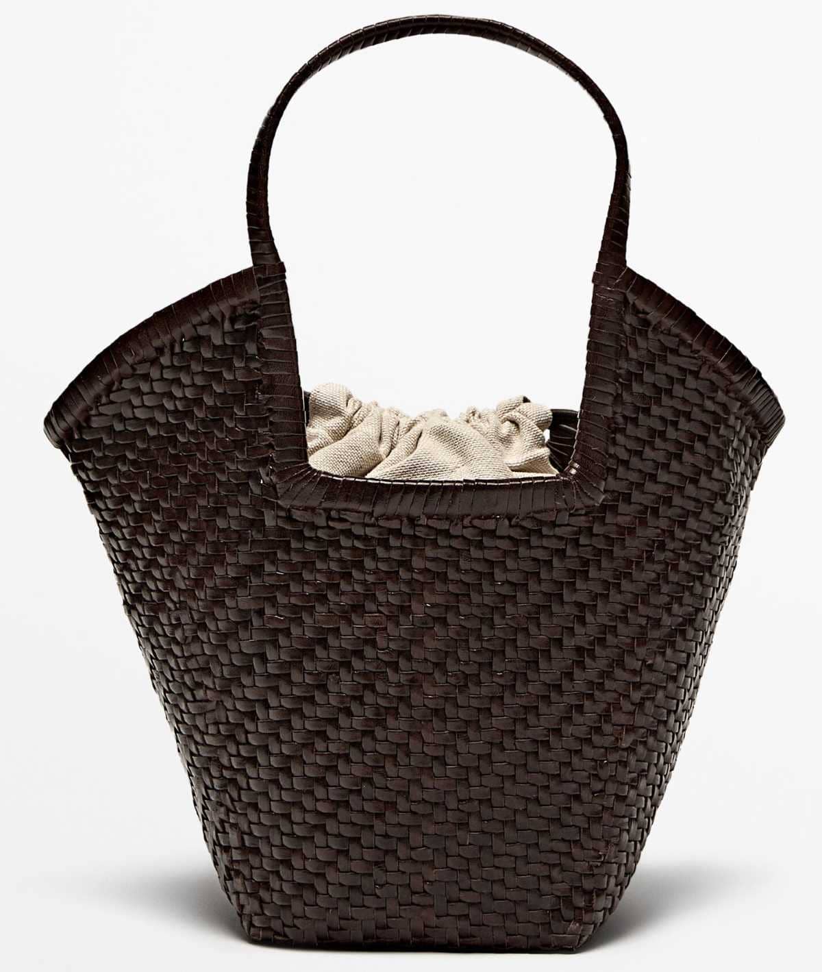 Bolso tote piel trenzado de Massimo Dutti