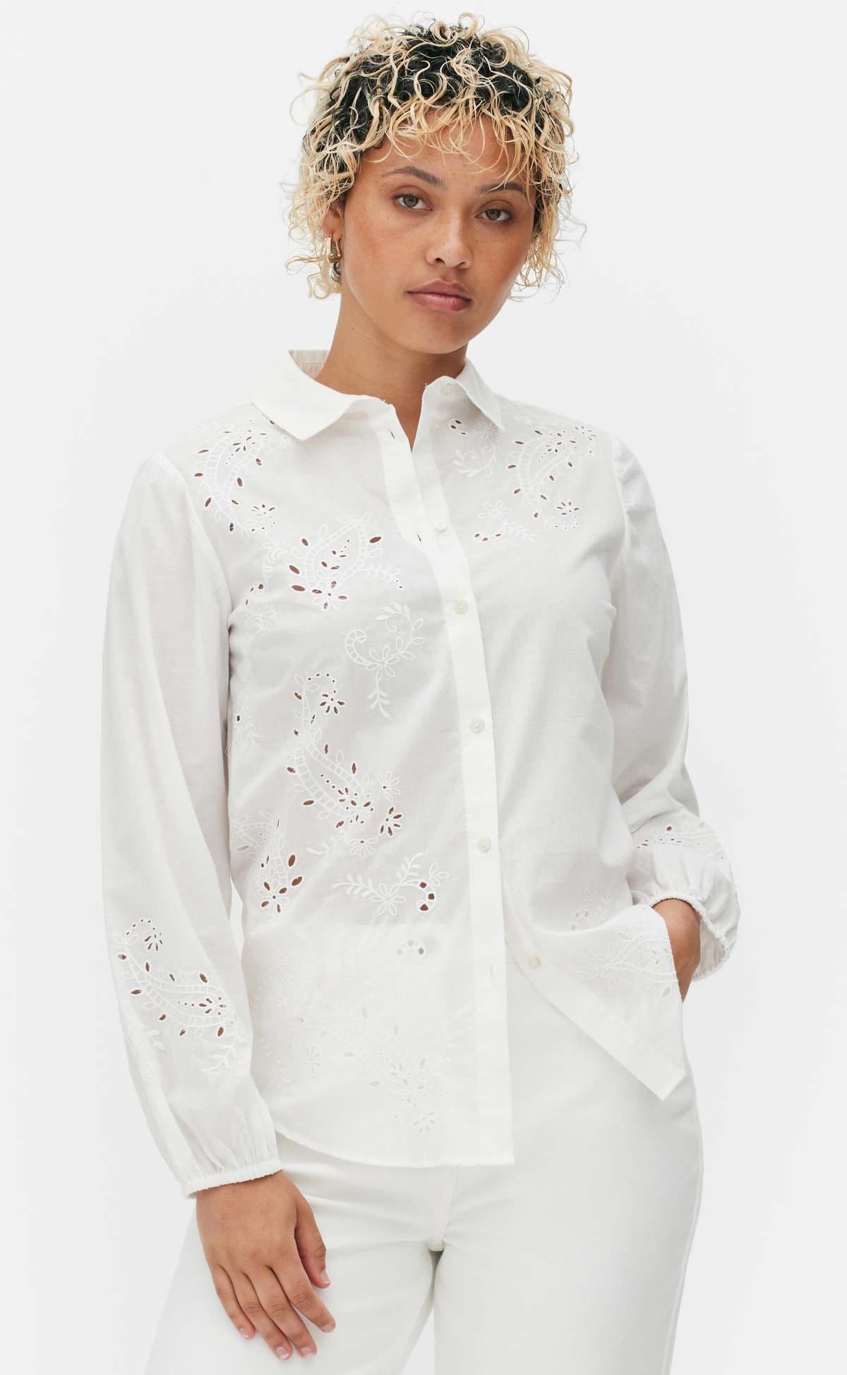 Camisa de manga larga con bordado inglés de Primark