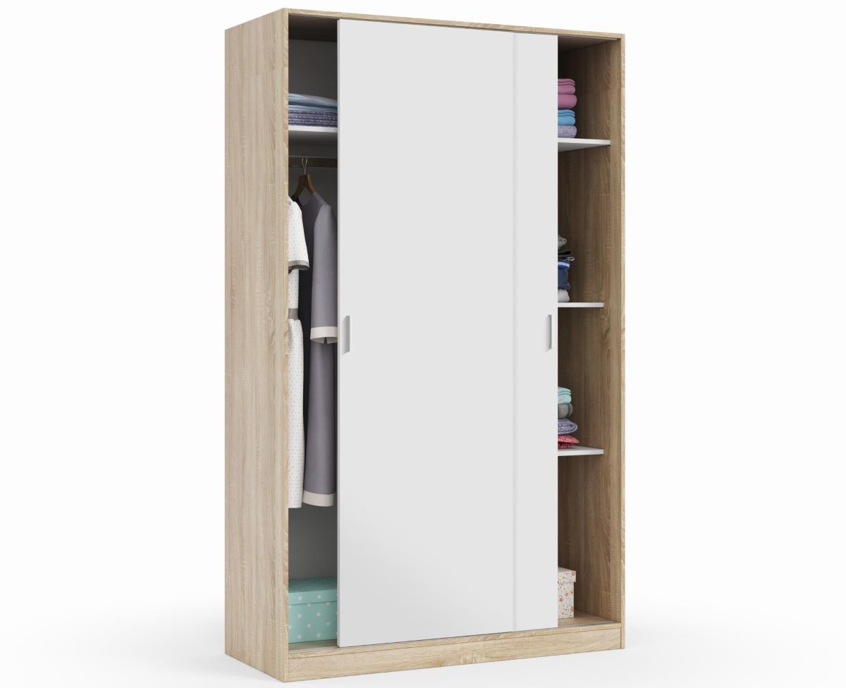 Armario ropero con 2 puertas correderas AYALA blanco y roble de Leroy Merlin